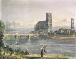 Vista de Mantes, de "Views on the Seine", gravada por Thomas Sutherland (n.1855) gravada por R. Ackermann (1764-1834) 1821